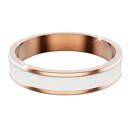 Bullion Gold Ceres Timeless Ring White Enamel Ring in Rose Gold