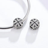 Solid 925 Sterling Silver Petal of Love CZ Charm