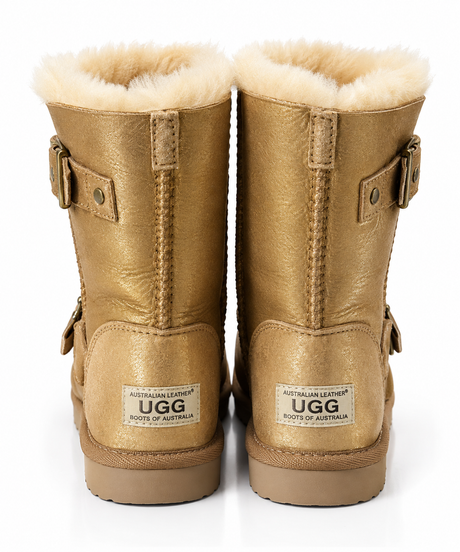 Australian Leather Ugg Classic Short Double Buckle - Metallic Gold - AU4