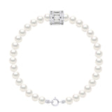 Bracelet Row of Real Cultured Freshwater Pearls Semi Round 5-6 mm - Natural White - Longueur 42 cm