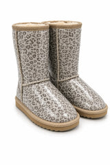 Australian Leather Ugg Short Sheepskin Shiny Leopard Print - AU4
