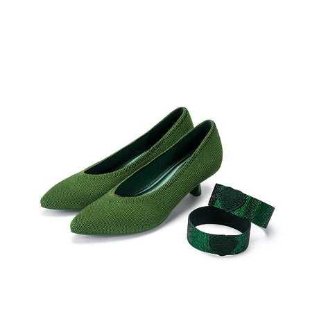 Belle Detachable Strap Mary Jane Heels - Green