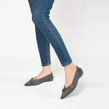 Butterfly Floral Knit Pointed Toe Ballet Flats - Charcoal