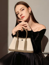 Botanical Canvas & Leather Garden Tote Bag - Taupe