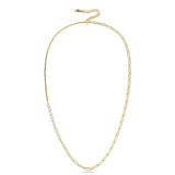 Bullion Gold Cuban Pearl Paperclip Necklace in Gold