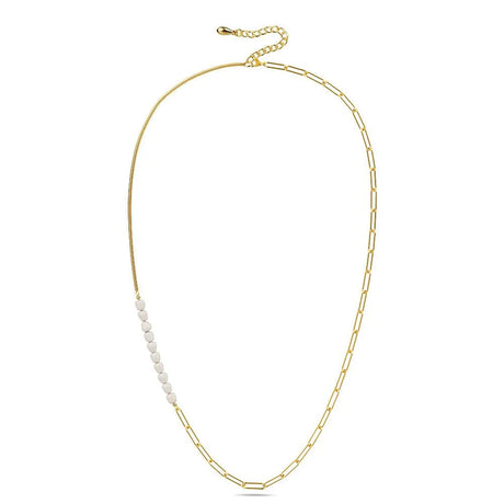 Bullion Gold Cuban Pearl Paperclip Necklace in Gold