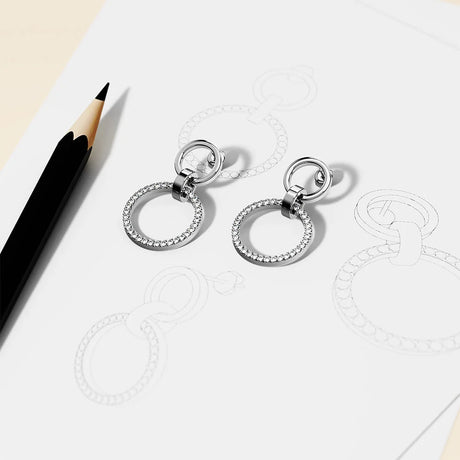 Boxed Orbit Earrings, Bracelet & Necklace Set with SWAROVSKI® Crystal in White Gold