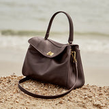 Nalandu Cloud Leather Satchel Bag - Chocolate