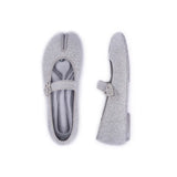 Oriental Split Toe Mary Jane Flats - Grey