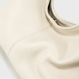 Premium Calfskin Leather Slouchy Hobo Bag - Ivory