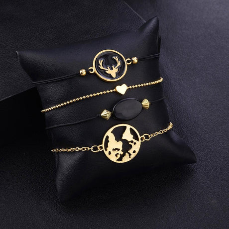 Bohemian 4-Piece Charm Bead Bracelet Set