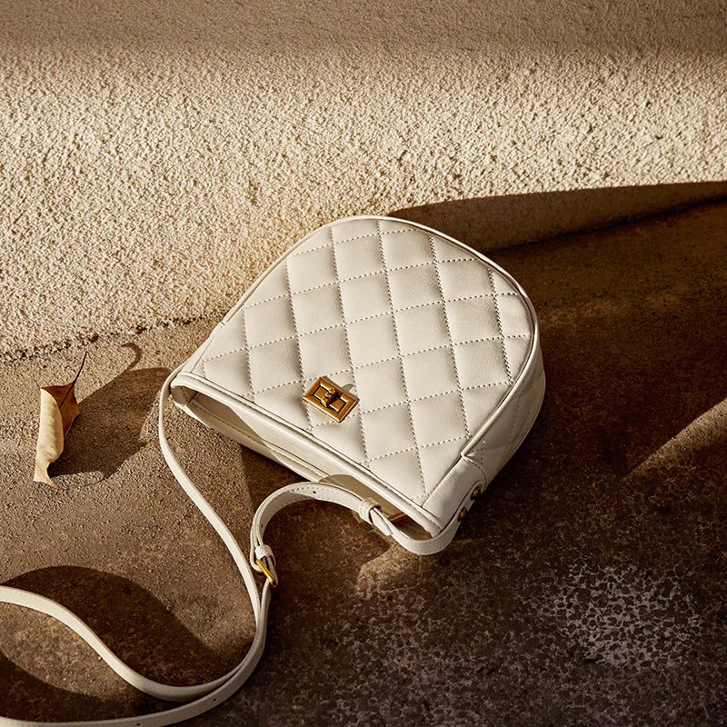 Nalandu Vault Quilted Leather Crossbody Shoulder Bag - White