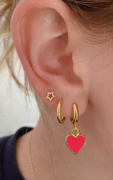 Liv Oliver 18K Gold Red Amore Love Drop Earrings
