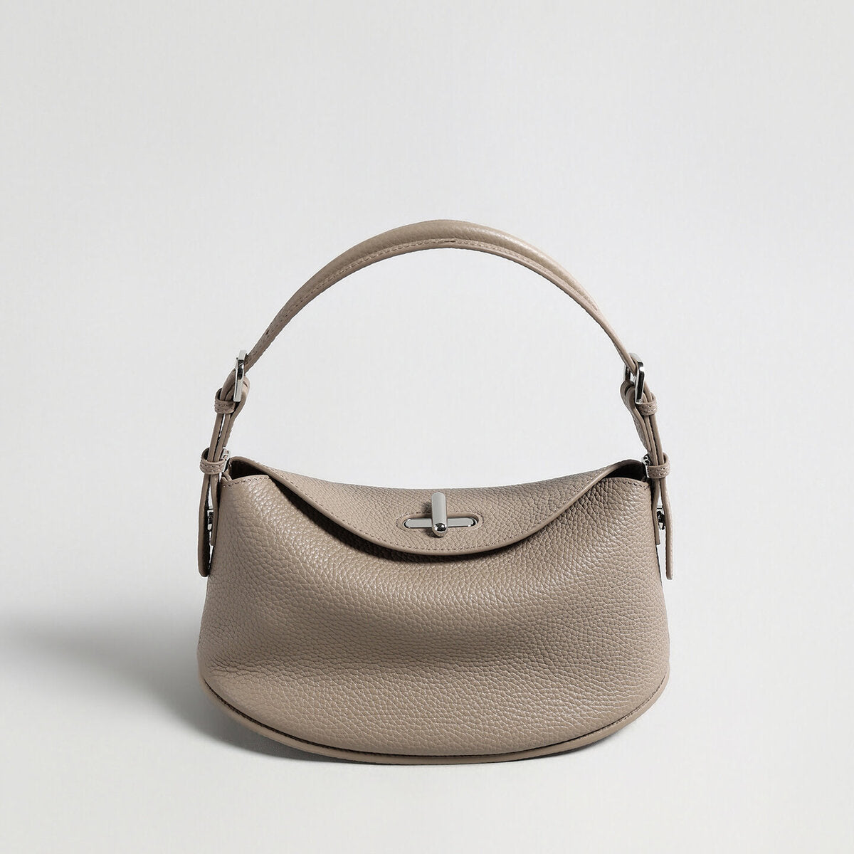 Pebbled Calfskin Half-Moon Hobo - Taupe