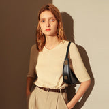 Structured Black Leather Crescent Moon Shoulder Bag - Black