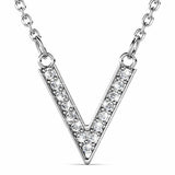 Krystal Couture Luxury V Shaped Pendant Necklace in White Gold Embellished with Swarovski Crystals