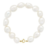 Bracelet Baroque Baroque Freshwater Pearl White Yellow Gold 11-12mm