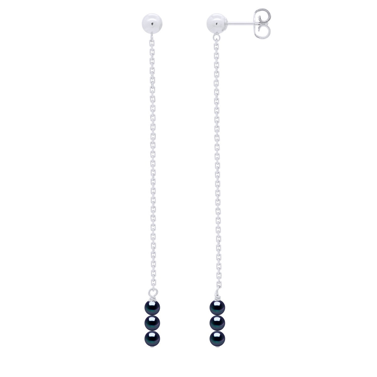 Earrings Trio - Black "Tahitian Style" - Longueur 42 cm