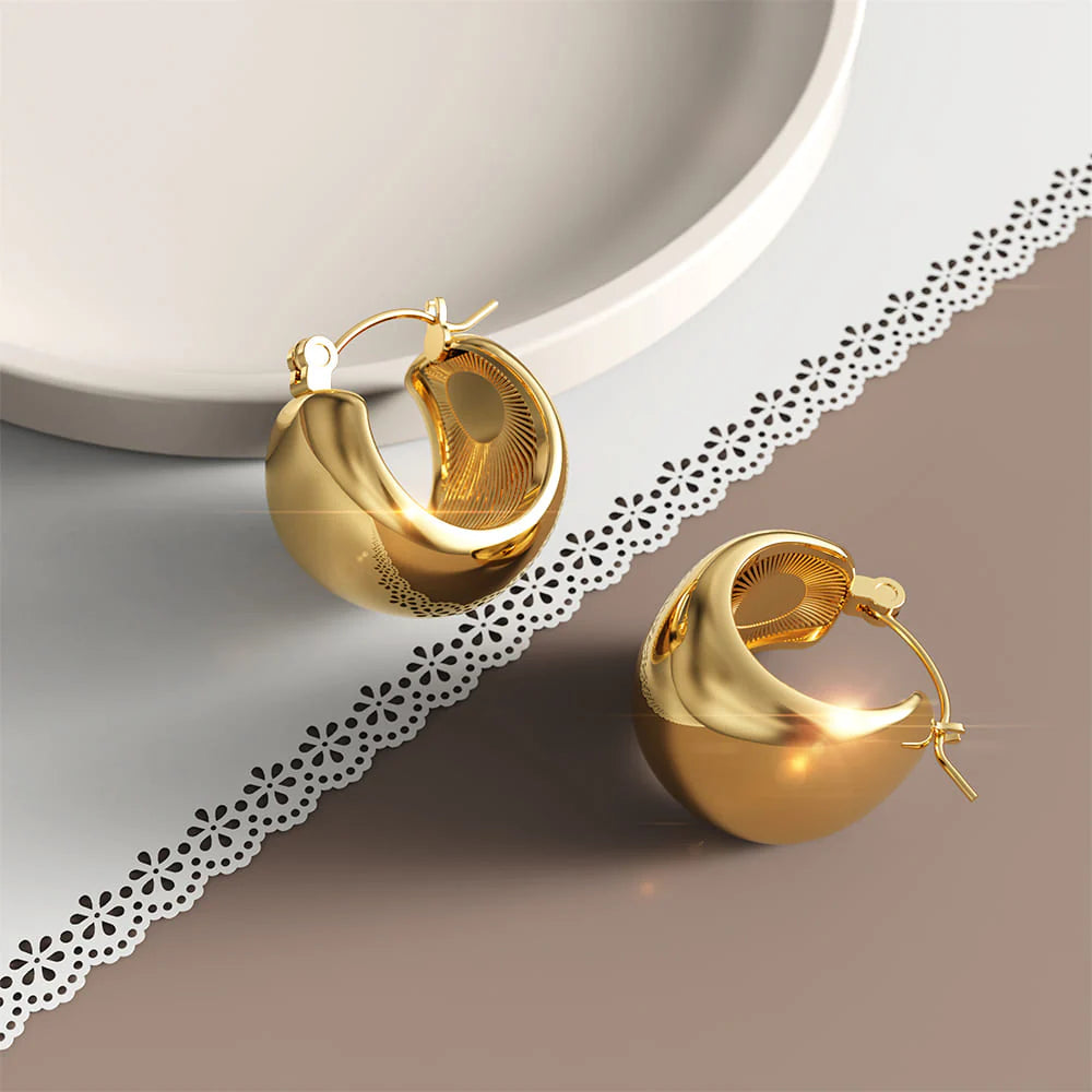Bullion Gold Celeste Wide Hoop Earrings in Gold