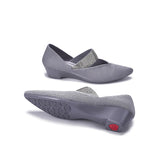 Princess Crystal Strap Mary Jane Wedges - Grey
