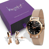 Boxed Rose Gold Watch & Earrings Set With SWAROVSKI® Crystals Embellishment