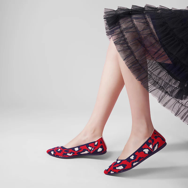 Leopard Print Pointed Toe Work Shoes - Red