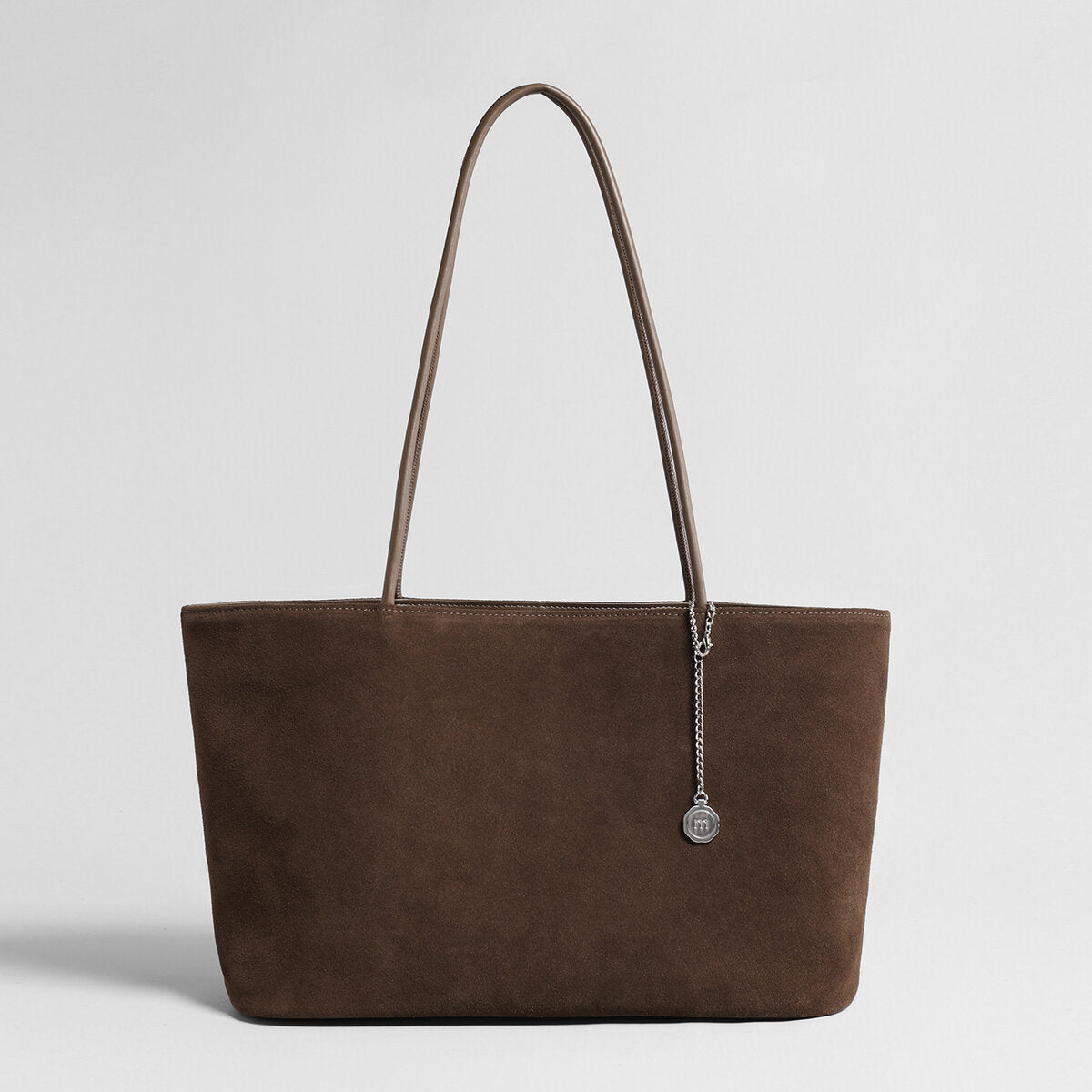 Suede Leather Large Tote Bag - Coffee