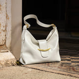 Nalandu Luxe Glossy Hobo Shoulder Bag - White