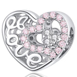 Solid 925 Sterling Silver Pinky Love CZ Charm