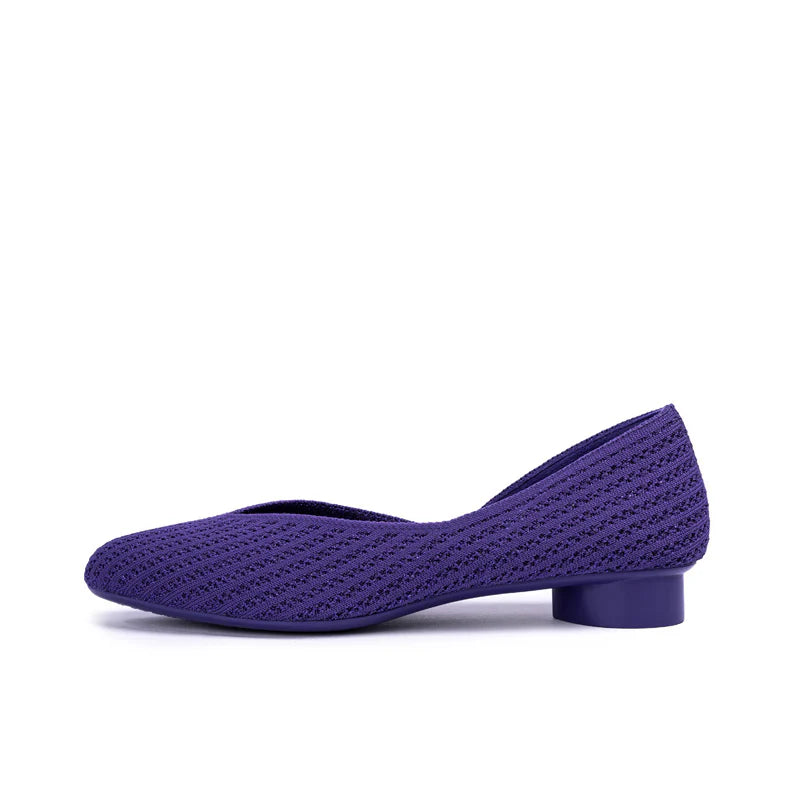 Pointed Toe Knit Ballet Flats - Purple