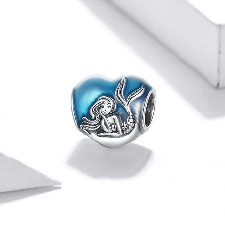 Solid 925 Sterling Silver Blue Mermaid Pandora Inspired Charm