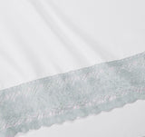 Ramesses Crochet-Lace Microfibre Sheet Set - Ice Blue Lace White Fabric