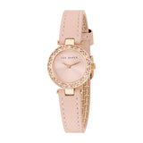 Ted Baker Womens Jolyye Crystal 24mm Rose Gold-Tone Pink Leather Watch