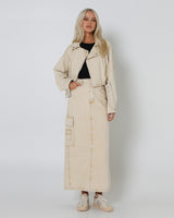 Lost In Lunar Women's Hutton Biker Jacket - Beige Denim