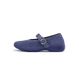 Heart Cutout Breathable Mesh Mary Jane Wedges - Denim