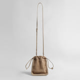 Vintage Suede Drawstring Pouch Bag – Woven Trim Crossbody Bag