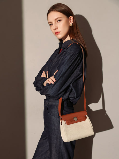 Monet Mini Canvas & Leather Crossbody Bag - Brown