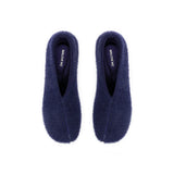 Fuzzy Round Toe Block Heel Pumps - Navy