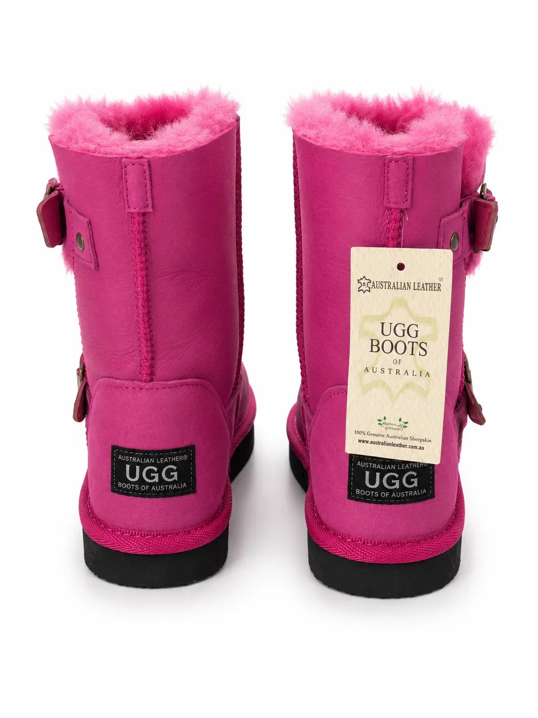 Australian Leather Ugg Short Buckle Boot - Hot Pink - AU4