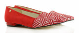 Bosccolo Womens Ballerina - Red Suede