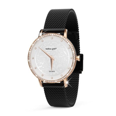 Bullion Gold Bullion Gold Elite Watch Embellished with Rhinestone - Rose Gold and White