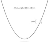Bullion Gold Bold Alphabet Letter Initial Charm Necklace in White Gold Tone