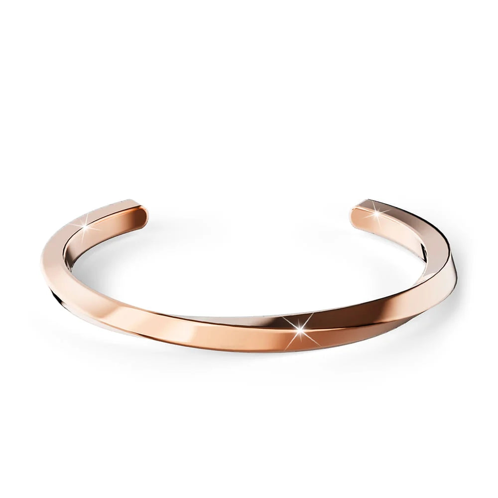 Bullion Gold Lyra Twisted Cuff Bangle in Rose Gold 55mm