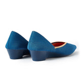 Minimalist Heart Heel Pointed Toe Knit Flats - Peacock