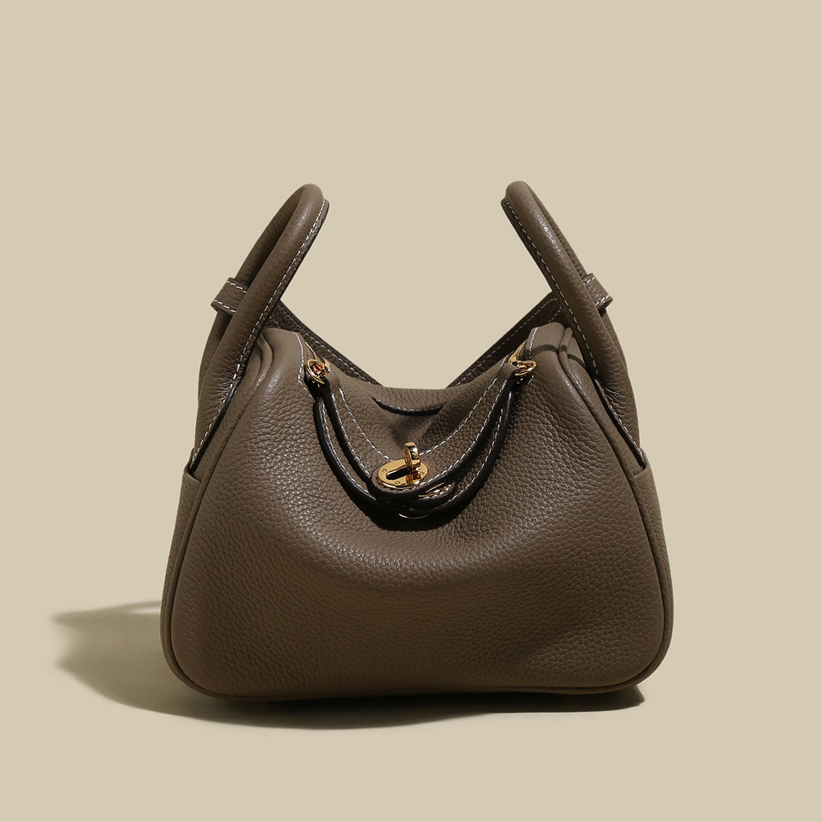 Classic Monte Convertible Leather Shoulder Bag - Taupe