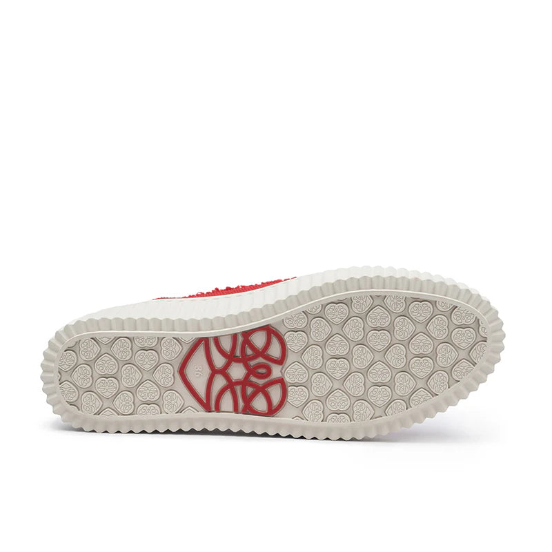 Chunky Platform Knit Sneakers - Red