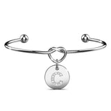 Bullion Gold Fancy Alphabet Letter Initial Bangle in White Gold