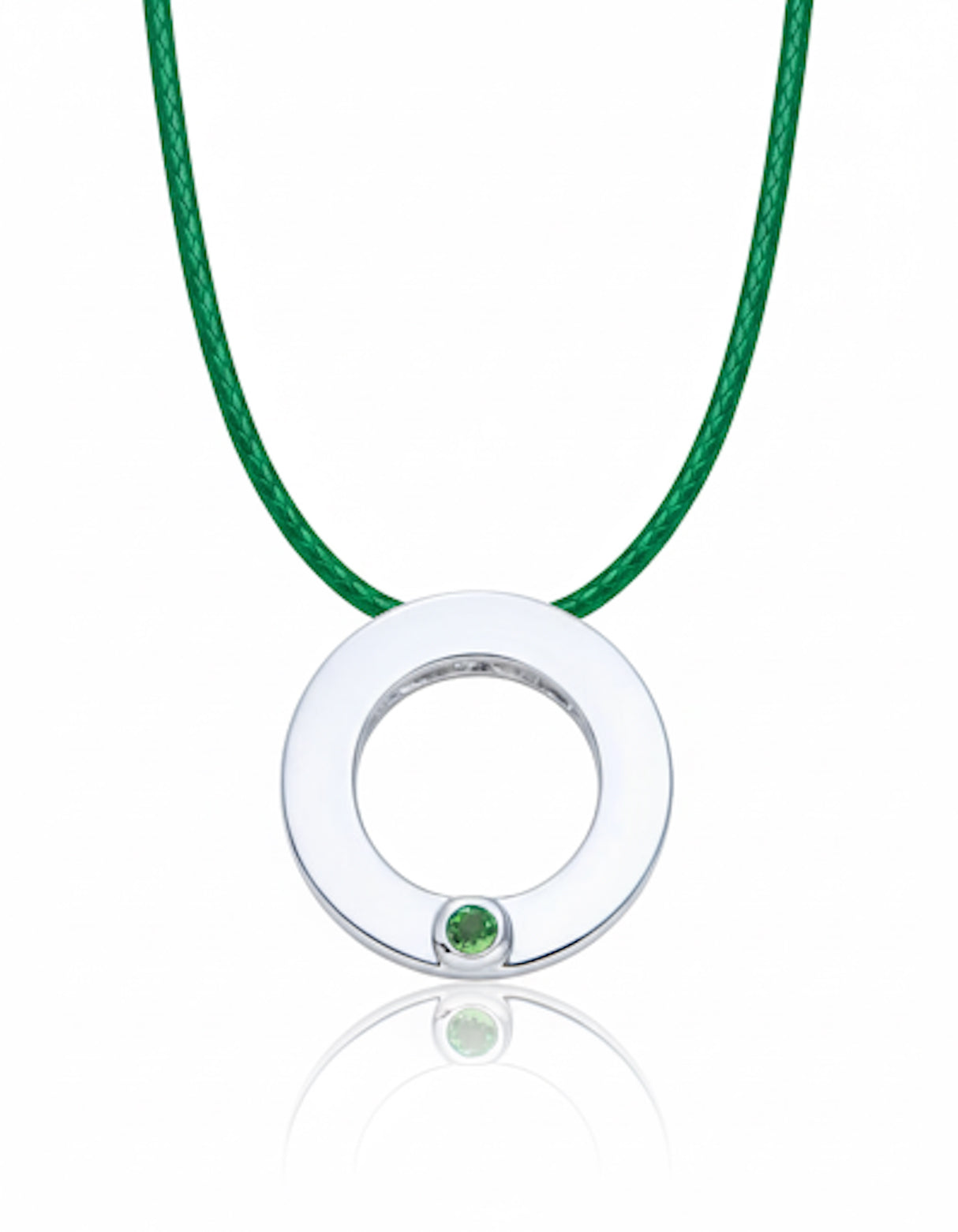 Liv Oliver 18K White Gold Green Sapphire Eternal Necklace