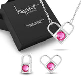 Boxed Celeste Heart Necklace and Earrings Set Embellished with SWAROVSKI® crystals