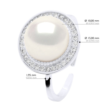 Ring Adjustable Surroundings In Cubic Zirconia - Natural White - Longueur 42 cm
